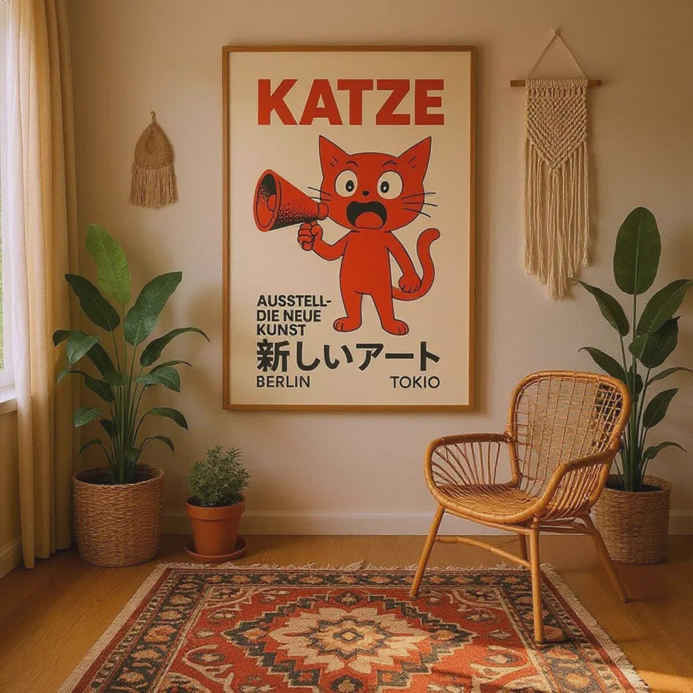 Japanse Koi Vis & Okinawa Vintage Poster - Japandi Wanddecoratie