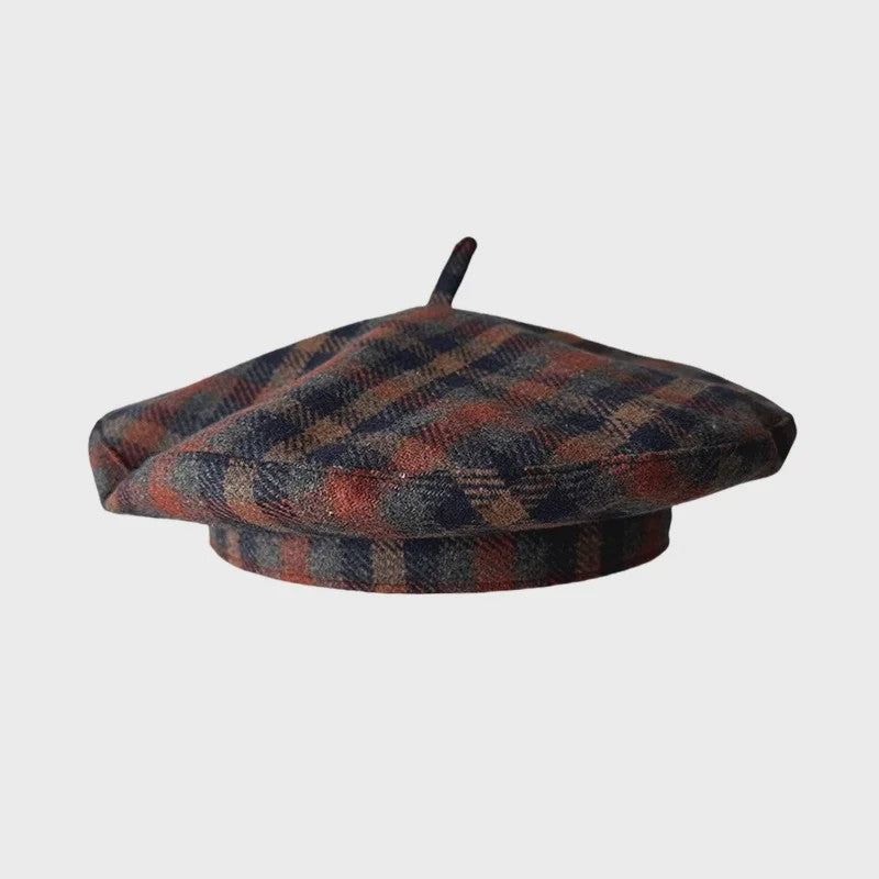 Stijlvolle Ruitjes Baret voor Dames - Retro Vliegende Schotel Hoed
