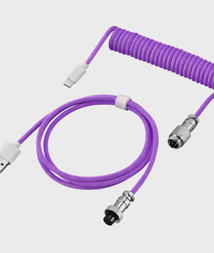 Coiled USB-C naar USB-A Keyboard Kabel met Afneembare Aviator Connector - Dubbel Sleeved
