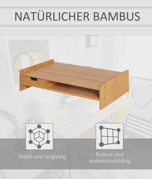 Bamboe Monitorstandaard met Lade en Opbergvak - 49x25.5x11.5 cm