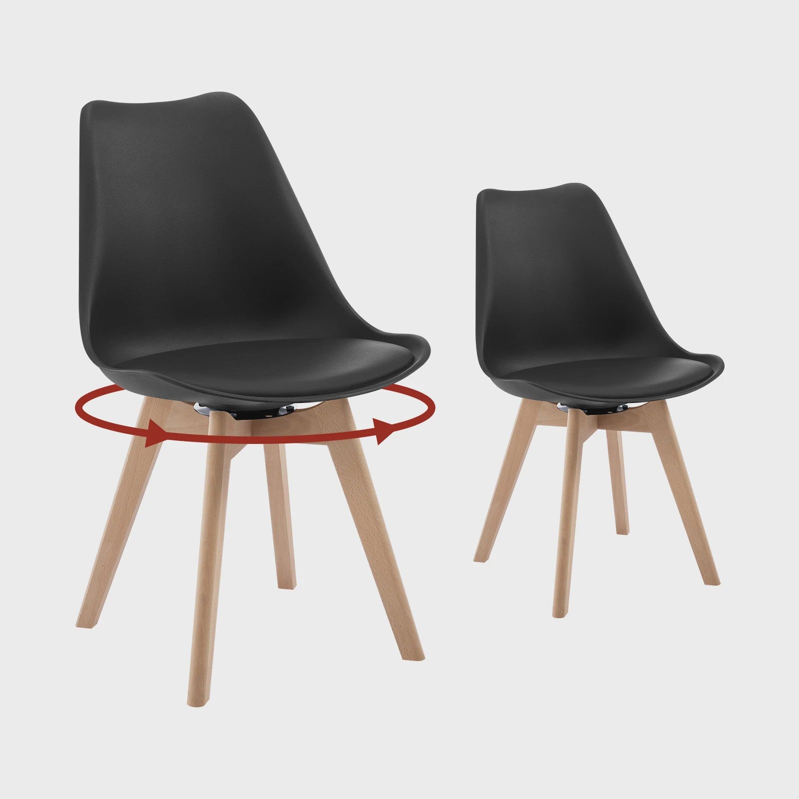 Set van 2 Ergonomische Draaistoelen 360° - Stijlvolle eetkamerstoelen met comfortabele zitting