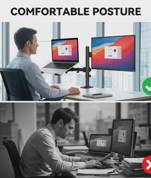 Ergonomische Dubbele Monitor Arm met Laptop Plank & Ventilatie - Ruimtebesparend Bureau Accessoire