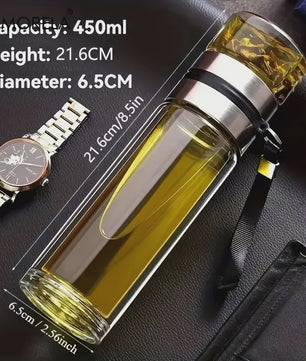 Dubbelwandige Glazen Theefles met Infuser - Lekvrij & Draagbaar