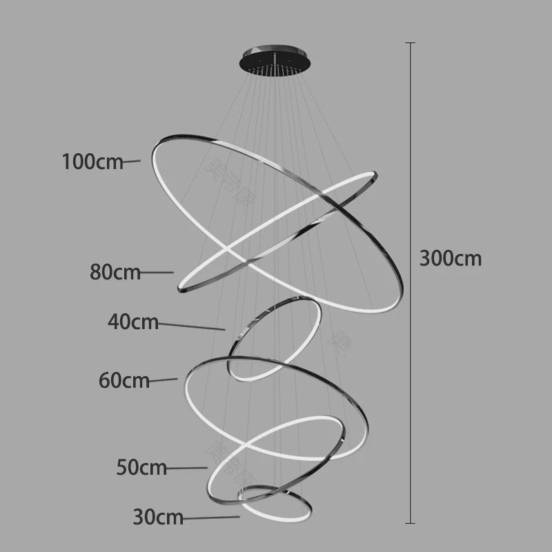 Luxe LED Trappenhuis Hanglamp - Moderne Ring Kroonluchter voor Woonkamer & Eetkamer