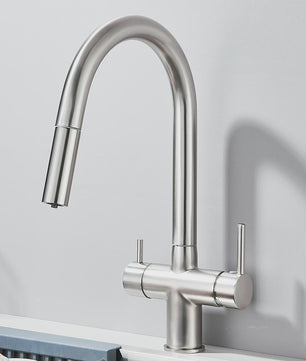 Keukenmengkraan met Uittrekbare Douchekop en Waterfilter - Messing