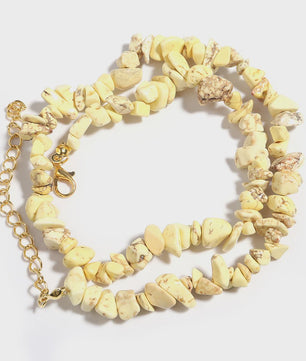 Unieke Natuursteen Choker Ketting - Onregelmatige Kristal & Aquamarijn Chips