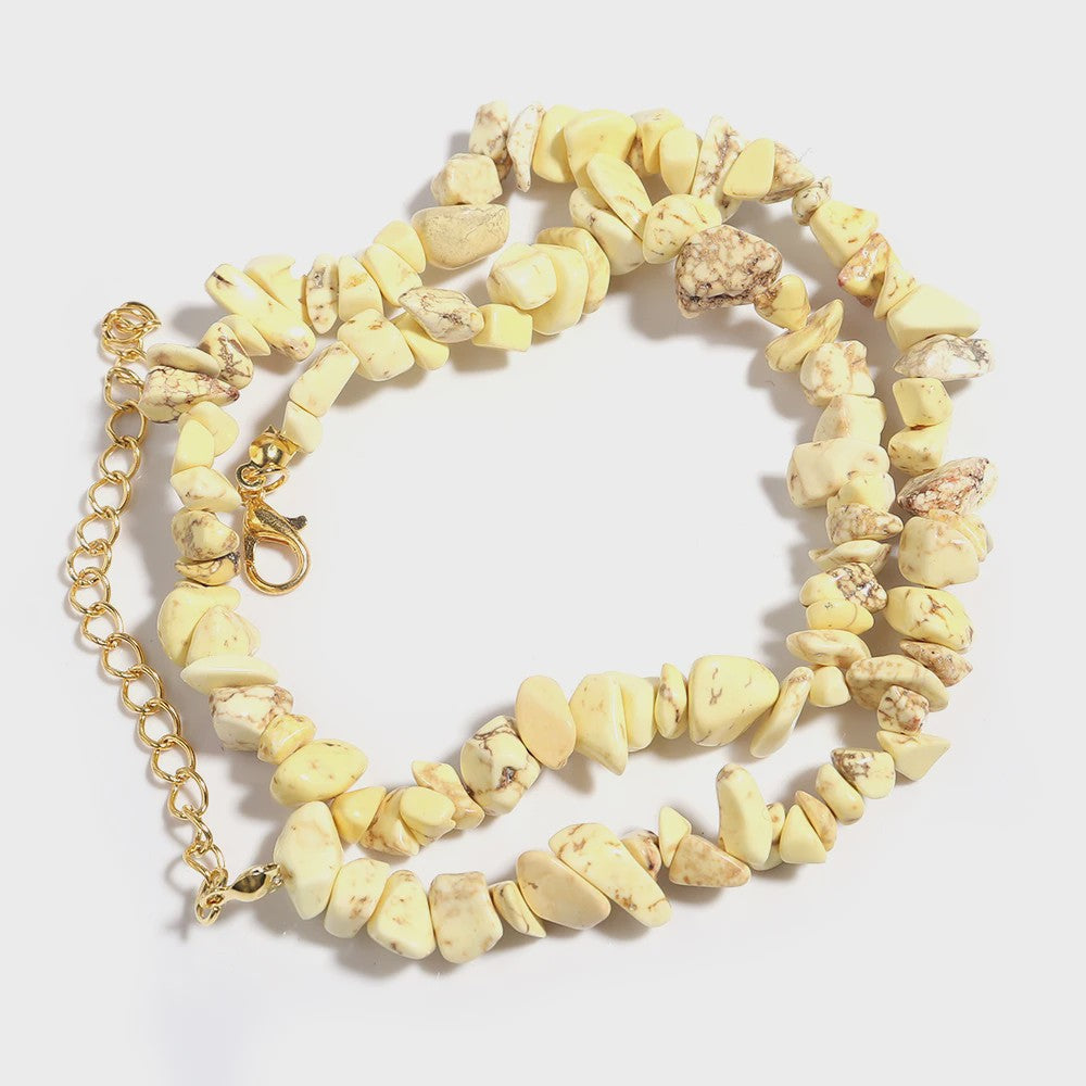 Unieke Natuursteen Choker Ketting - Onregelmatige Kristal & Aquamarijn Chips