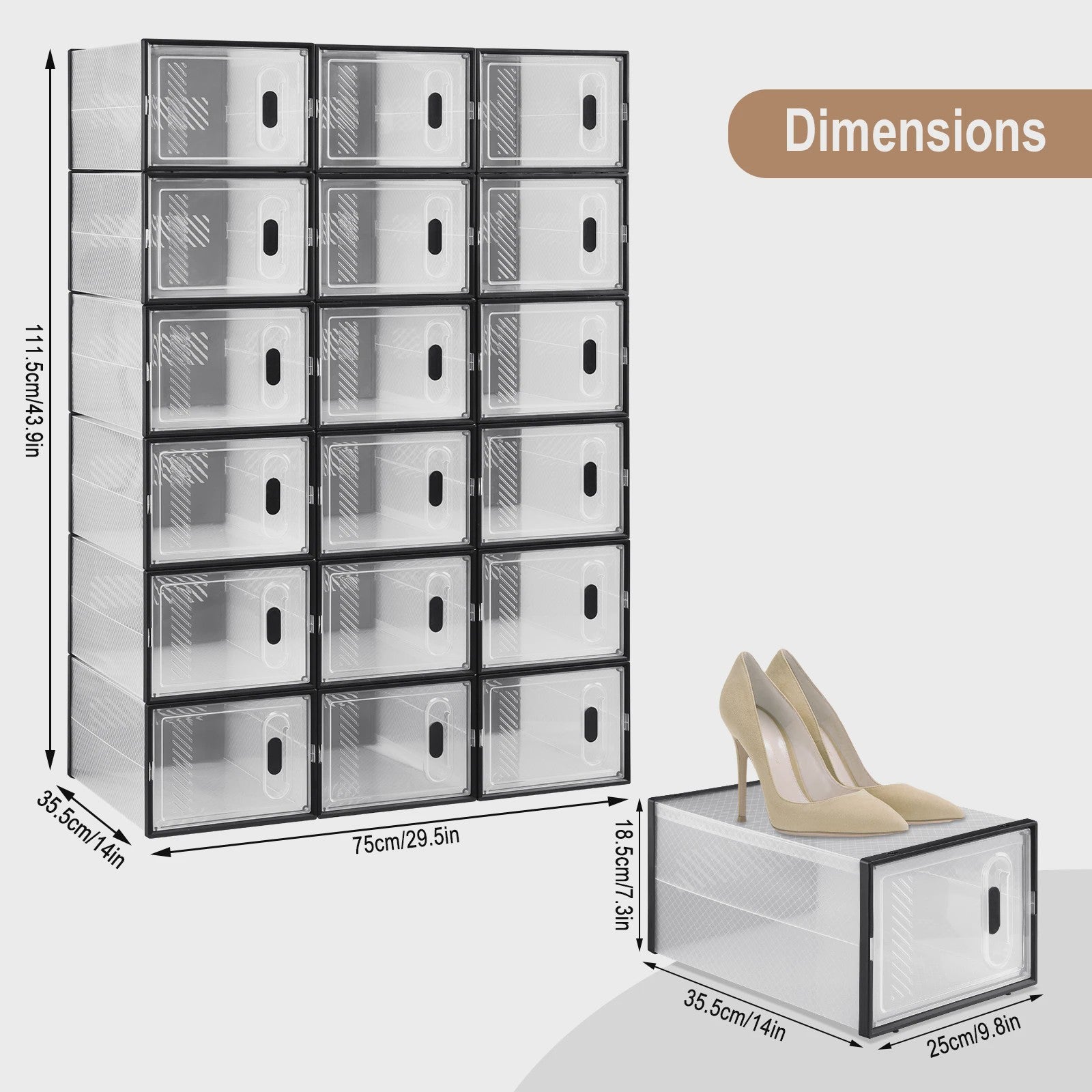 Stapelbare Transparante Schoenenboxen met Magneetdeur - 8, 12 of 18 Stuks