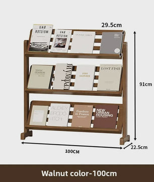 Stijlvolle Houten Boekenkast - Ultradun Magazine & Krantenrek voor Woonkamer of Kantoor