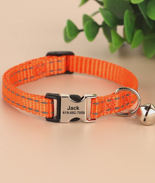 Gepersonaliseerde Kattenhalsband met Gravure, Bel & Reflecterend - Veilig & Stijlvol