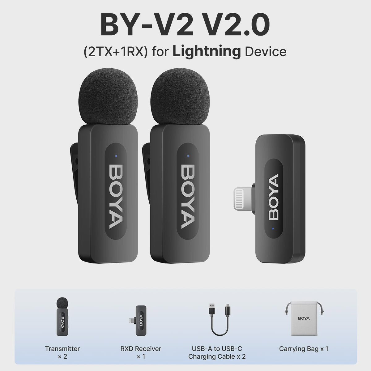 Draadloze Lavalier Microfoon BOYA BY-V voor iPhone, iPad & Android - Live Opnames & Interviews