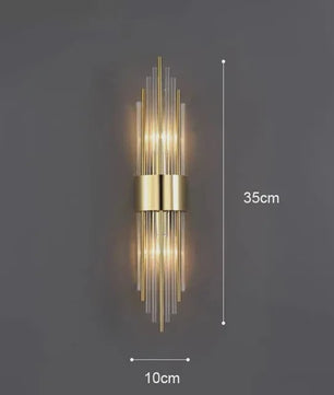 Luxe Wandlamp Goudkleurig Met Kristallen Buisjes - Up/Down Verlichting