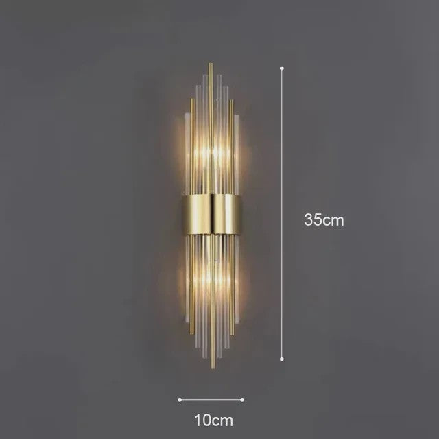 Luxe Wandlamp Goudkleurig Met Kristallen Buisjes - Up/Down Verlichting
