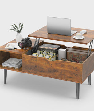 Verstelbare Lift Top Salontafel met Ruime Opbergruimte - 100x50 cm