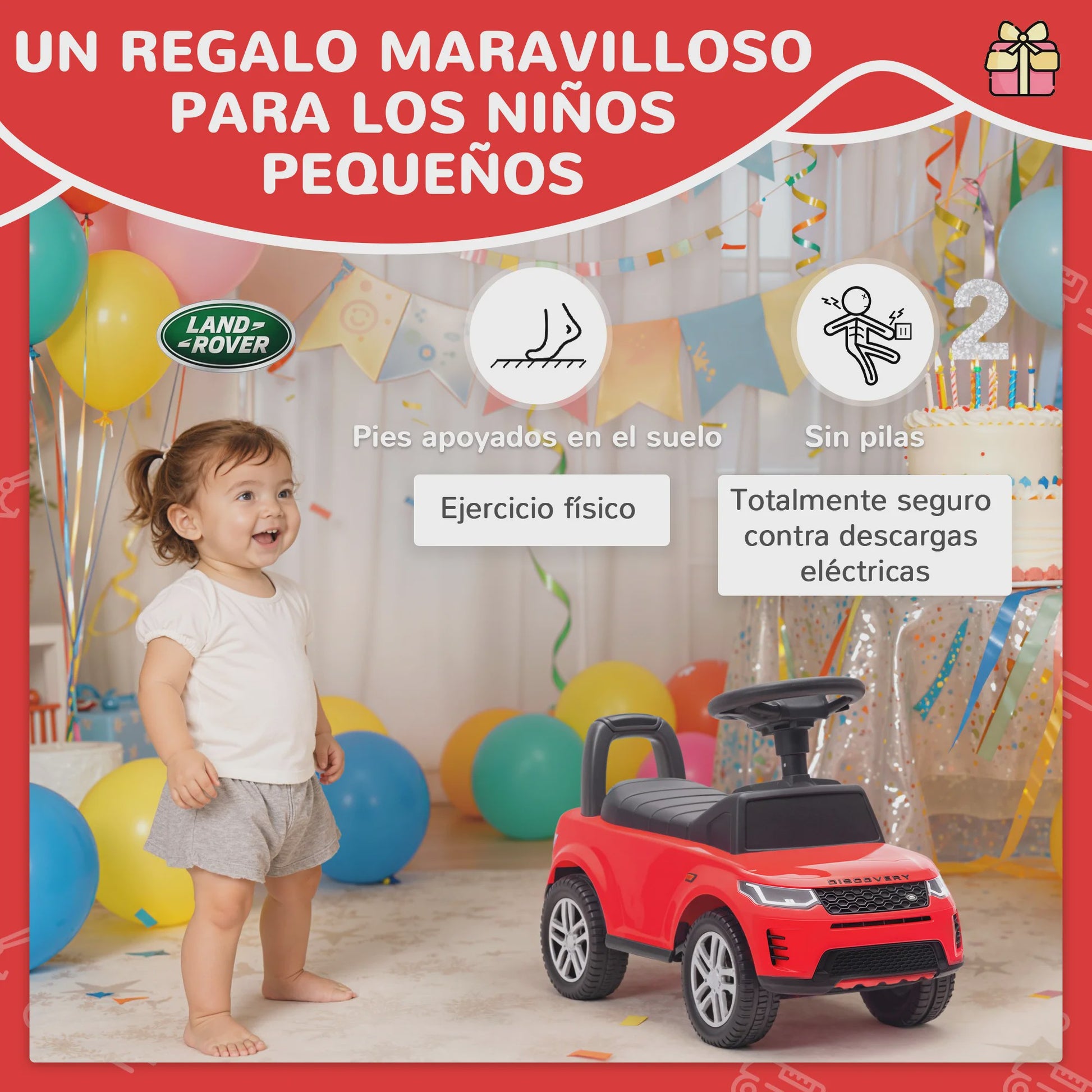 Land Rover Licentie Loopauto Rood voor Kinderen 18-36 Maanden met Geluid en Opbergruimte