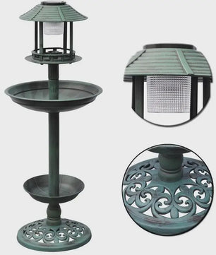Decoratief Vogelbad met Voedersysteem en Verlichting - 97cm Hoog - Duurzaam Hars