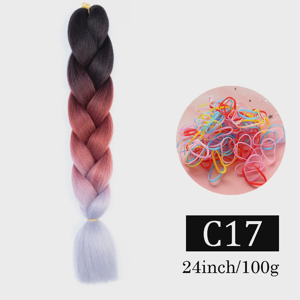 24 Inch Jumbo Braids Haarverlenging - Synthetisch Vlechtkapsel met Ombre Kleuren
