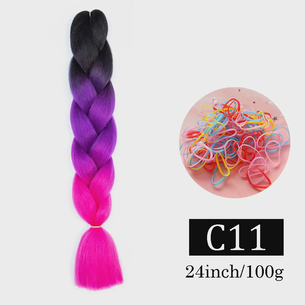 24 Inch Jumbo Braids Haarverlenging - Synthetisch Vlechtkapsel met Ombre Kleuren