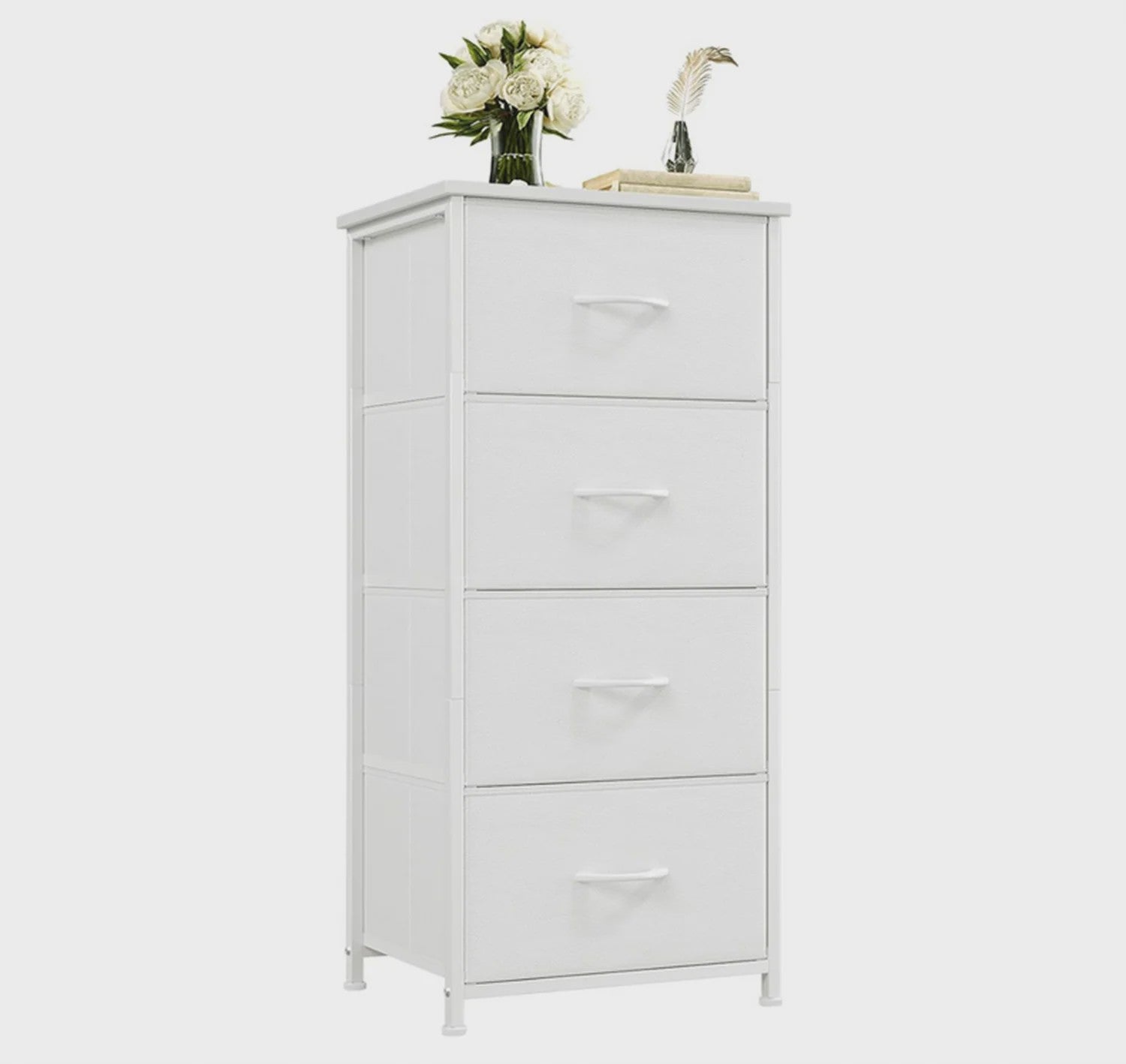 Compacte Ladekast met 4 Lades - Stoffen Opbergunit met MDF Frame voor Slaapkamer en Woonkamer