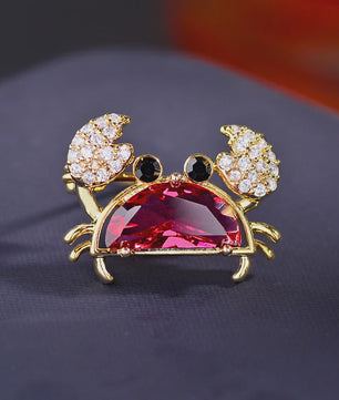 Unieke Krab Broche met Gekleurde Zirkonia - Stijlvol Dames Accessoire