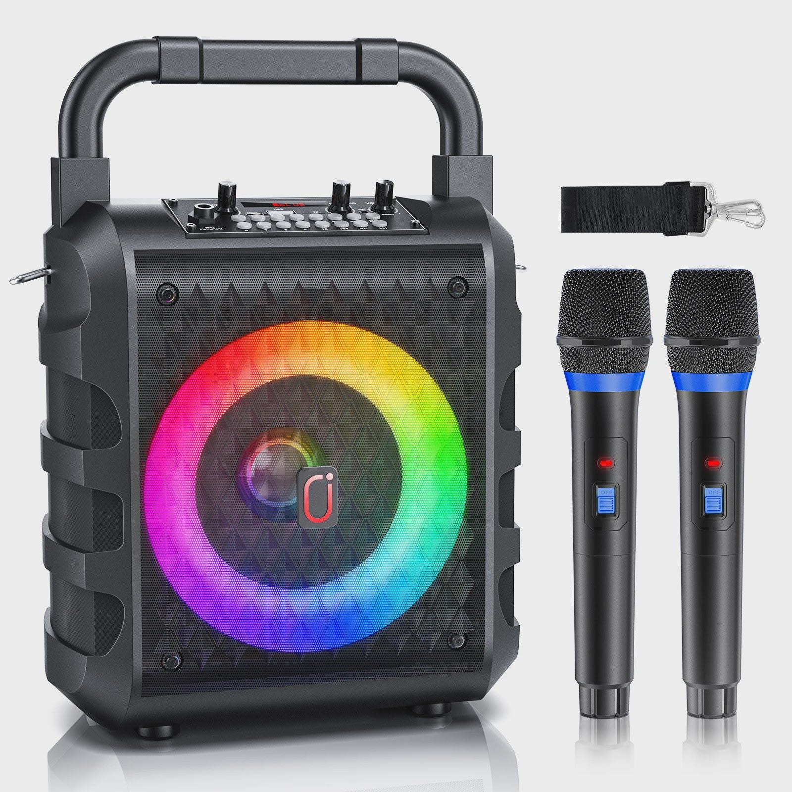 T18 Draagbare Bluetooth Speaker met Microfoon, Karaoke Machine & LED Verlichting