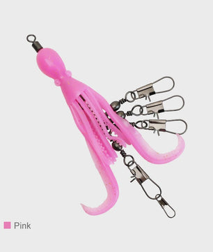 Set van 2 Siliconen Octopus Vishaas Connectoren met Swivels en Haken