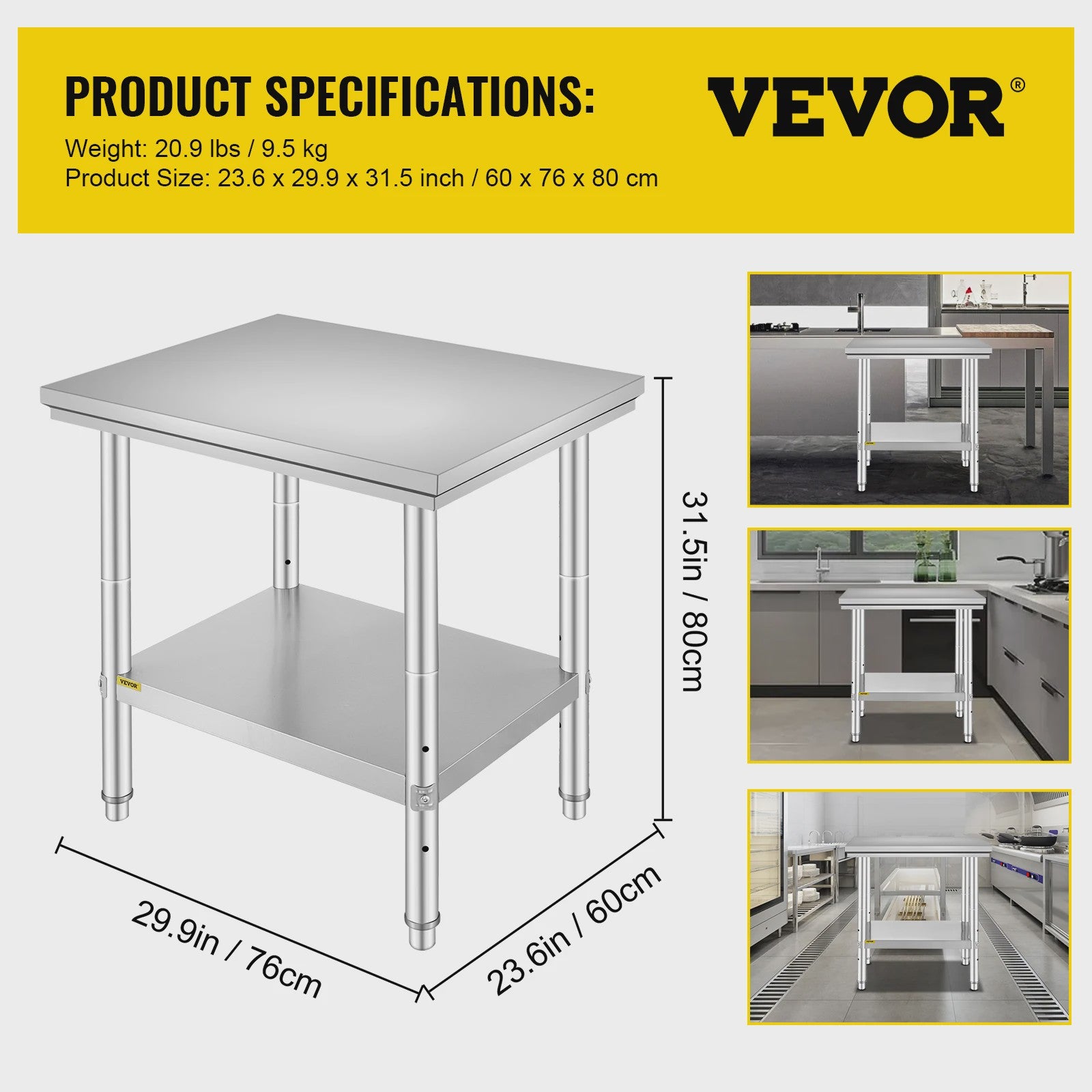 Professionele RVS Werkbank met Onderblad - Ideaal voor Keuken, Horeca & Garage