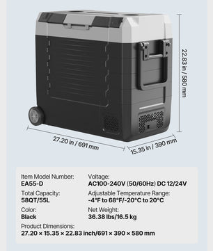 Draagbare Koelbox met Wielen & App Controle - 35L/45L/55L - Ideaal voor Auto, Camping & Thuis