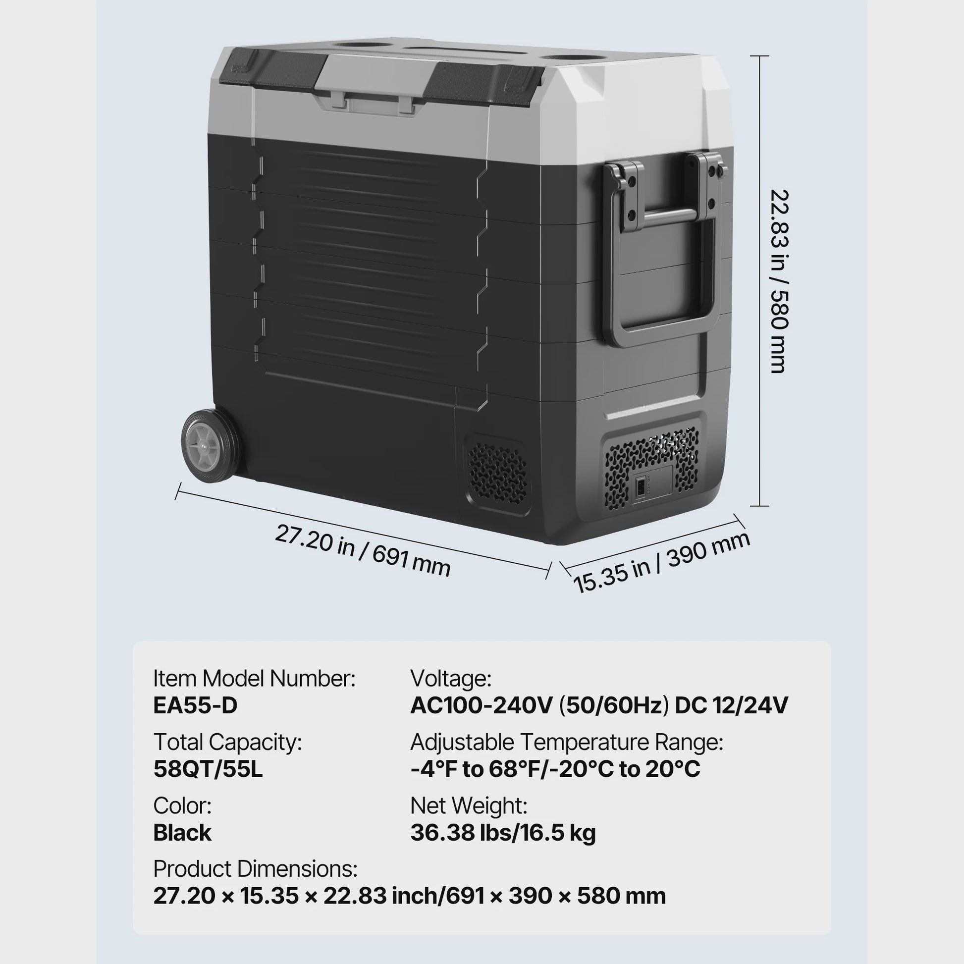 Draagbare Koelbox met Wielen & App Controle - 35L/45L/55L - Ideaal voor Auto, Camping & Thuis