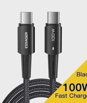 Essager PD 100W Type C naar C Kabel - Snel Opladen & Data voor Telefoon, Laptop, iPad
