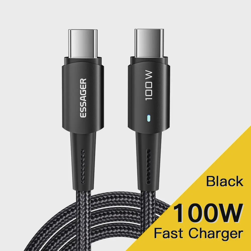 Essager PD 100W Type C naar C Kabel - Snel Opladen & Data voor Telefoon, Laptop, iPad