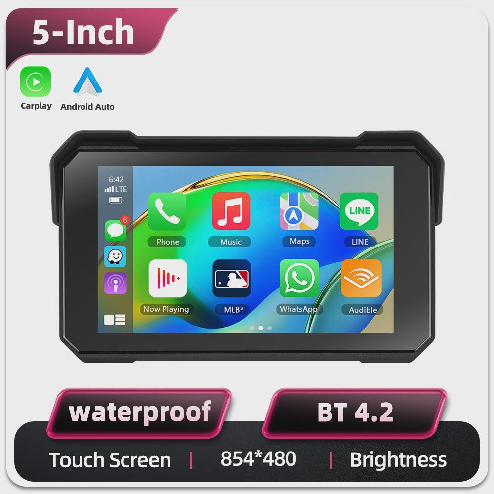 5" IPS Motorfiets Smart Player met GPS, CarPlay & Android Auto - Waterdicht IP68