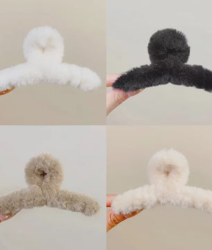 Set van 4 Elegante Pluche Haarclips met Faux Fur - Stijlvolle Haaraccessoires voor Dames & Meisjes
