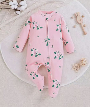 Katoenen Newborn Pyjama met Voetjes en Ritssluiting - Romper voor Jongens en Meisjes (0-12 Maanden)