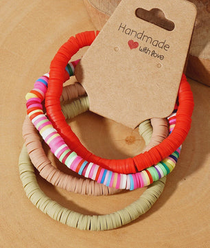 Set van 4 Kleurrijke Heishi Kralen Armbanden - Handgemaakt Boho Mixkleur Sieraden Dames 2024