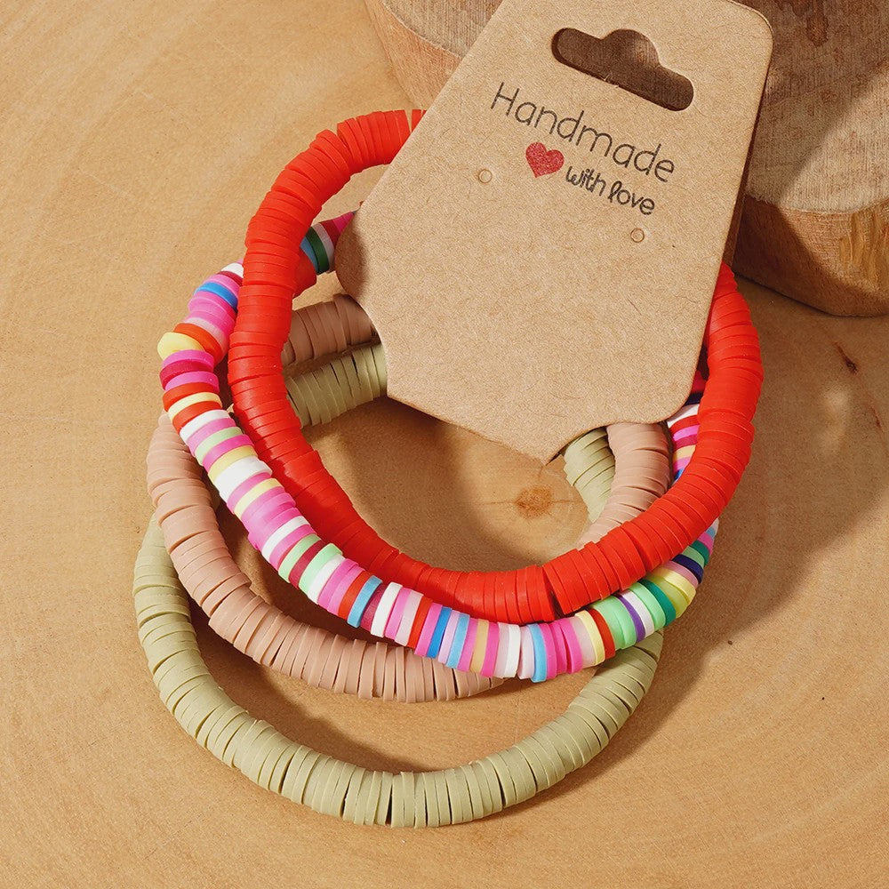 Set van 4 Kleurrijke Heishi Kralen Armbanden - Handgemaakt Boho Mixkleur Sieraden Dames 2024