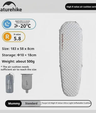 Naturehike R5.8 Opblaasbaar Slaapmatje - Ultralicht & Thermisch Geïsoleerd voor Buitenavonturen