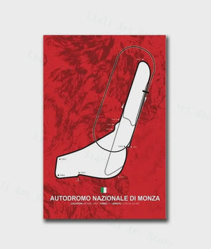 Formule 1 Circuit Poster Canvas - F1 Race Track Kunst Print voor Woonkamer Decoratie