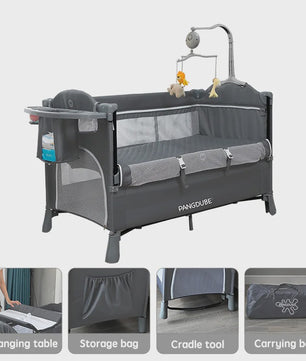 PANGDUBE 4-in-1 Multifunctioneel Babybedje: Wieg, Verschoontafel & Reisbed