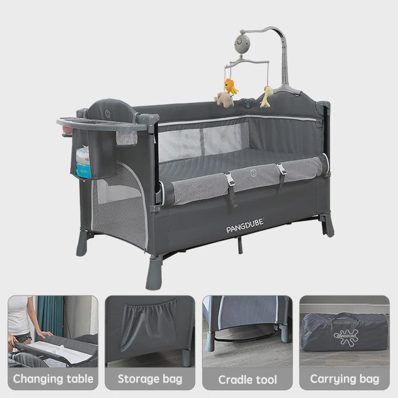 PANGDUBE 4-in-1 Multifunctioneel Babybedje: Wieg, Verschoontafel & Reisbed
