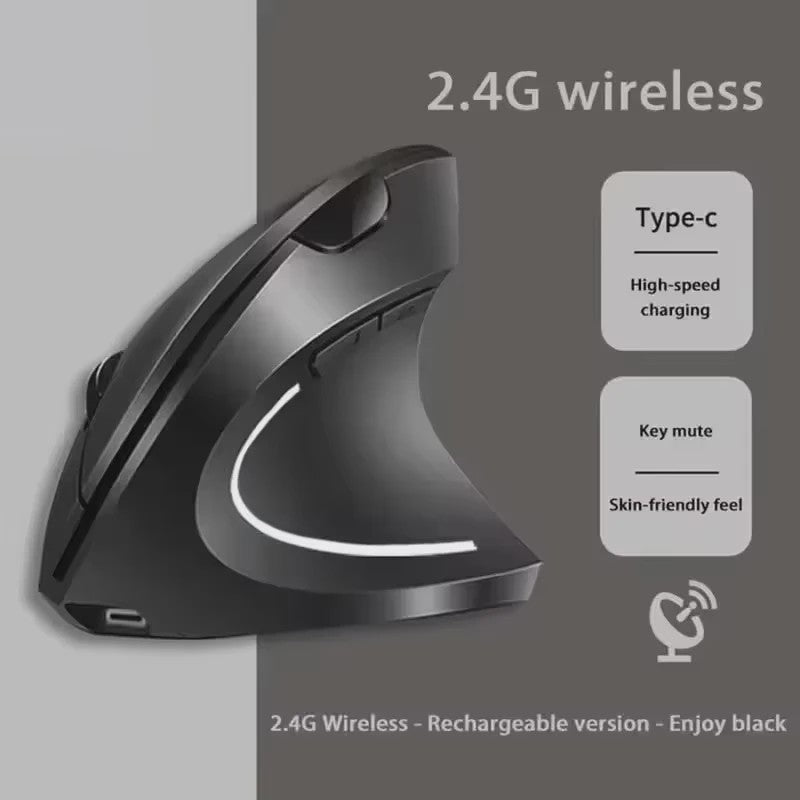 Ergonomische Verticale Draadloze Muis - Oplaadbaar, 2.4Ghz & Bluetooth, Instelbare DPI