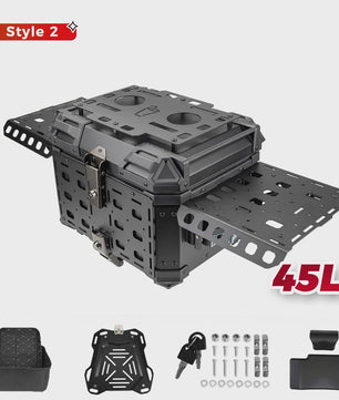 KEMIMOTO Universele Motor Topkoffer - CNC Aluminium Bagagebox met Snelontgrendeling & Helmopslag