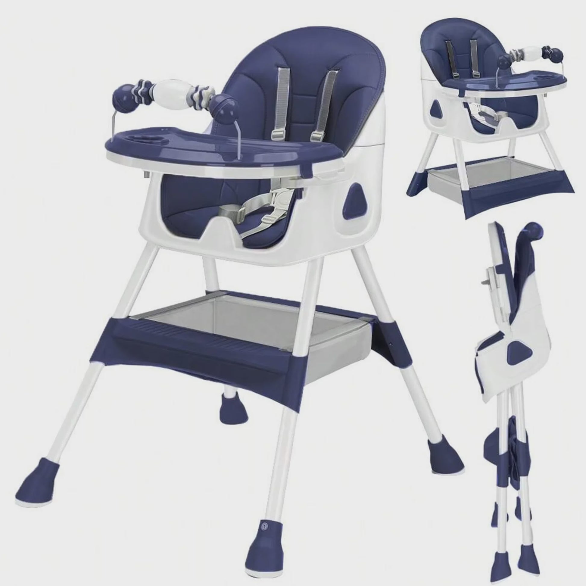 Opvouwbare Baby Kinderstoel (6+ Maanden) - Makkelijk Schoon, Antislip & Met Speelgoedrek - Model E500