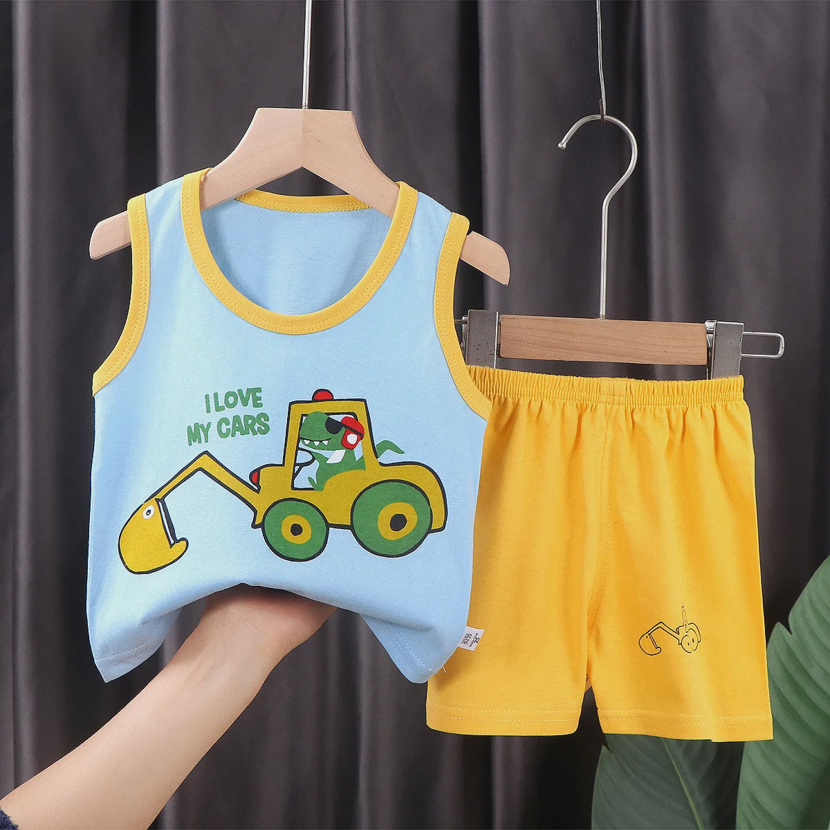 Zomer Set Kinderen: Katoenen Mouwloos Vest & Shorts met Leuke Prints