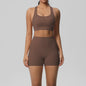Dames Yoga Set: Sportieve Kleding met Hoge Taille Shorts en Sportbeha met Zakken