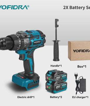 YOFIDRA 21V Brushless Accuboormachine 900Nm 13mm - Krachtige Boor- en Schroefmachine