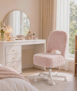 Comfortabele Make-up Stoel met Opbergruimte, Verstelbaar & Opvouwbaar - Wit