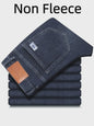 Herfst/Winter Heren Jeans: Losse Pasvorm Rechte Pijpen met Retro Washed Look & Fleece Voering