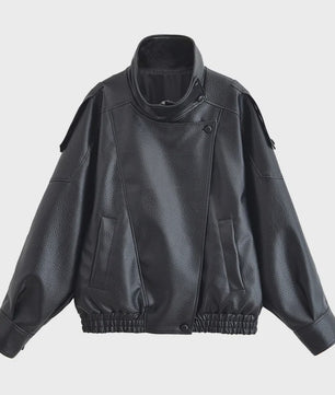 Zwarte Dames Faux Leren Jas - Stijlvolle Motorjas voor Herfst & Mode