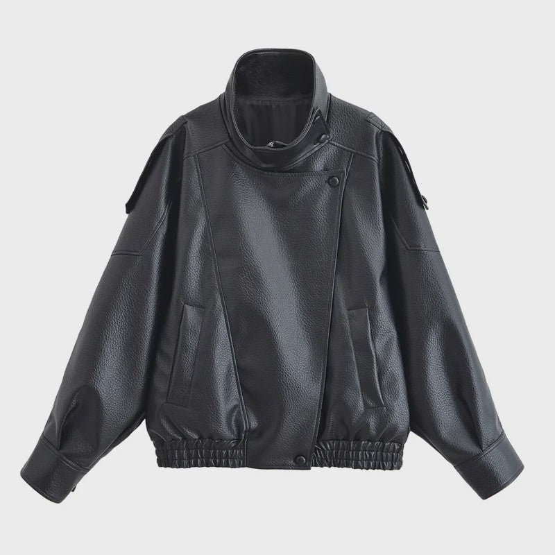 Zwarte Dames Faux Leren Jas - Stijlvolle Motorjas voor Herfst & Mode